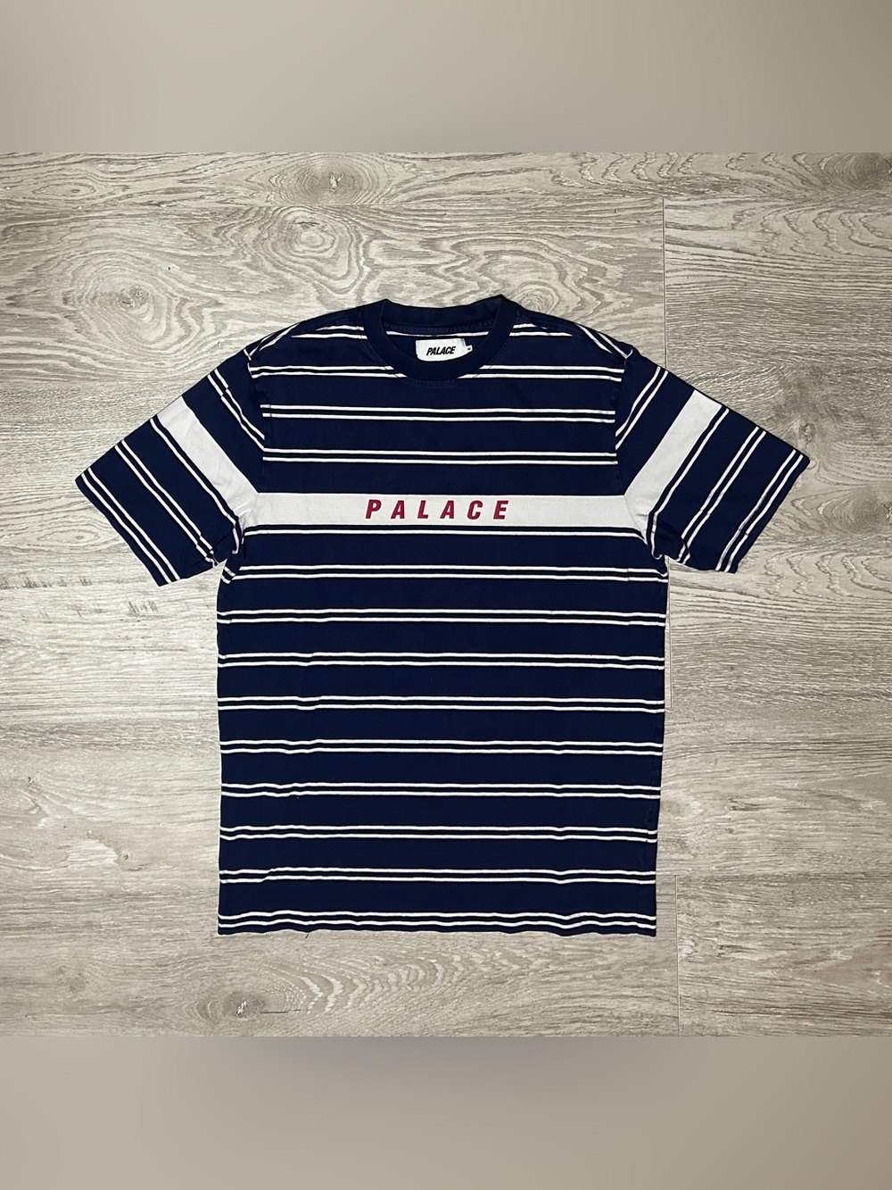 Palace Skateboard Navy & White Striped Logo T-Shirt